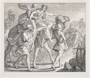Rebecca herkent Isaak van veraf door Julius Schnorr von Carolsfeld